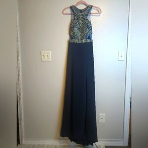 Aspeed Hand Beaded Formal Gown Prom Dress Blue Formal Elegant Floor Length Small